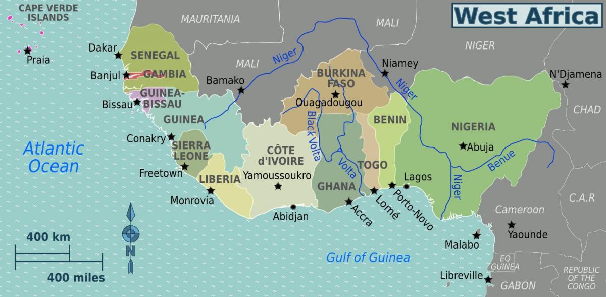 რუკა განა დასავლეთ აფრიკაში